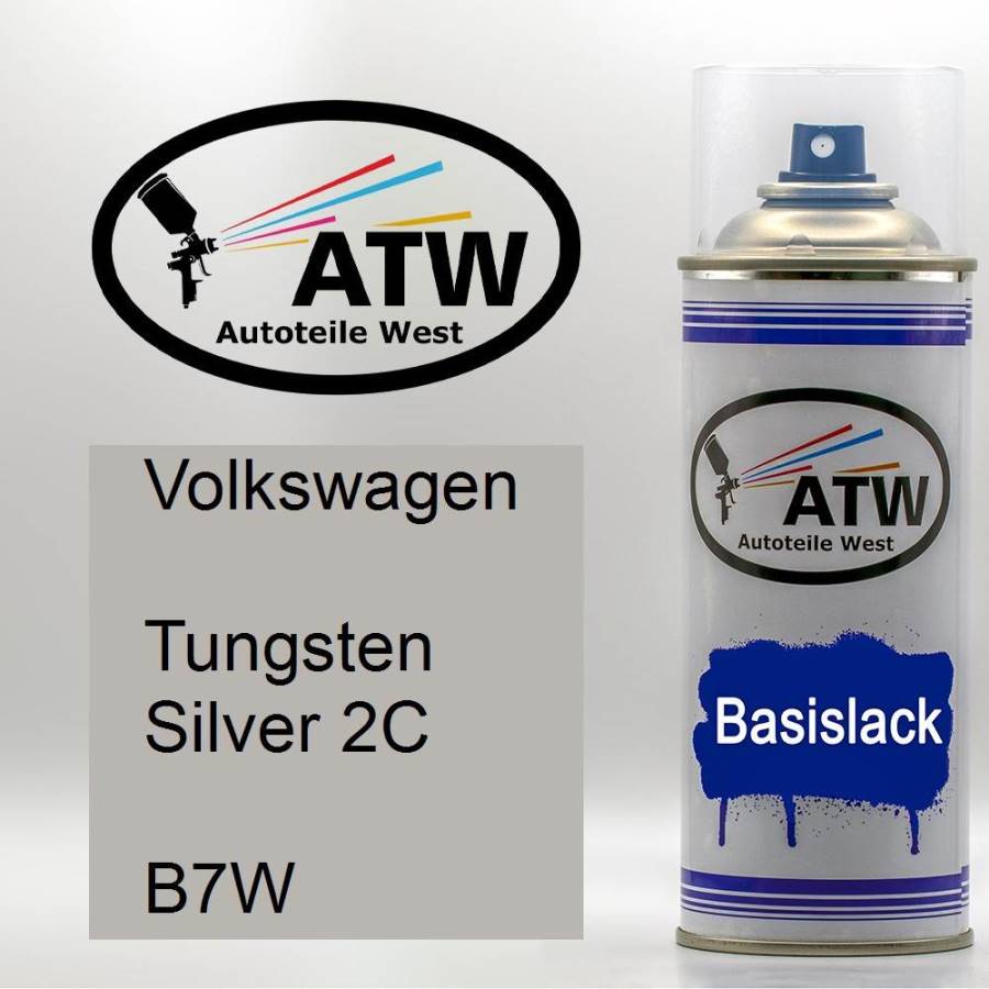 Volkswagen, Tungsten Silver 2C, B7W: 400ml Sprühdose, von ATW Autoteile West.